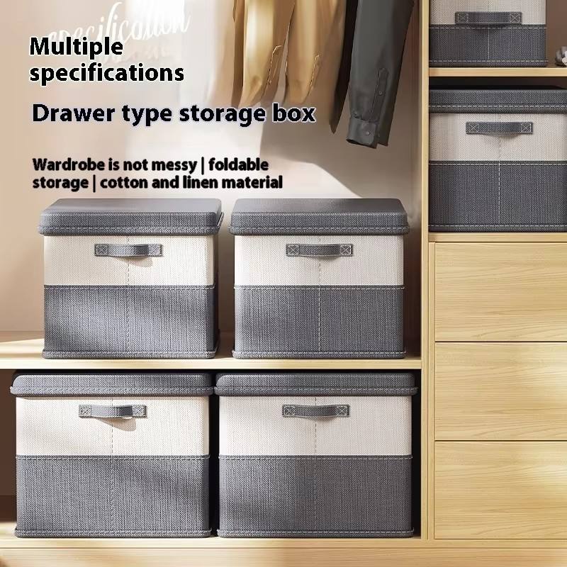 Foldable Fabric Storage Box with Lid – Durable Organizer Bin for Closet & Home Storage