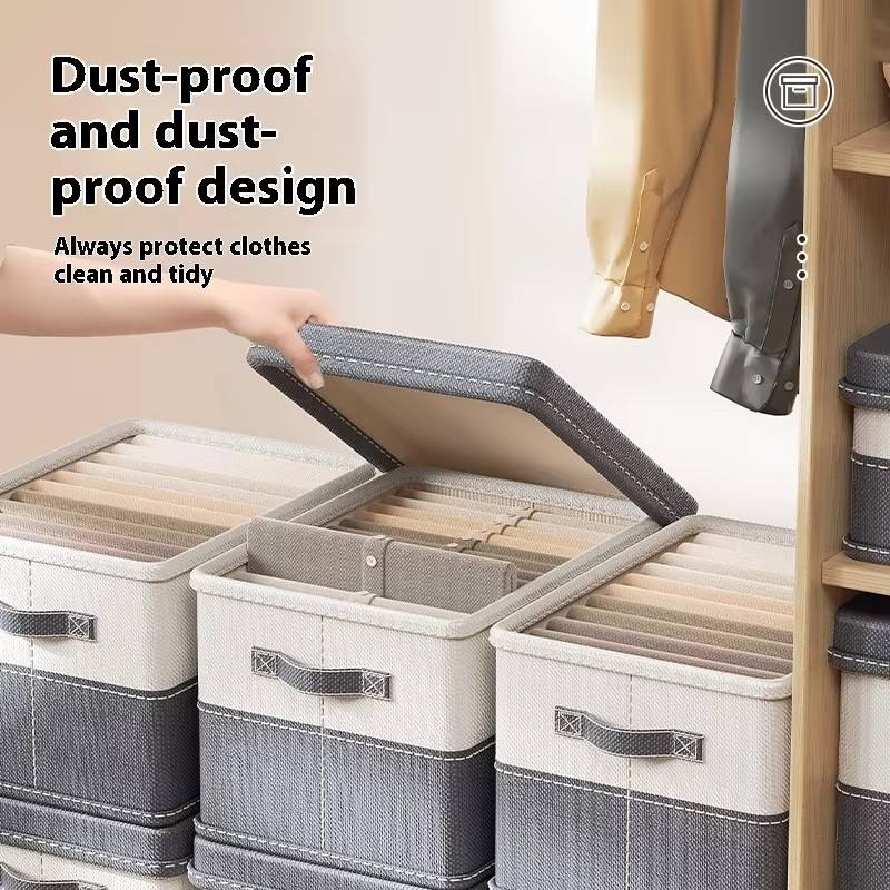 Foldable Fabric Storage Box with Lid – Durable Organizer Bin for Closet & Home Storage