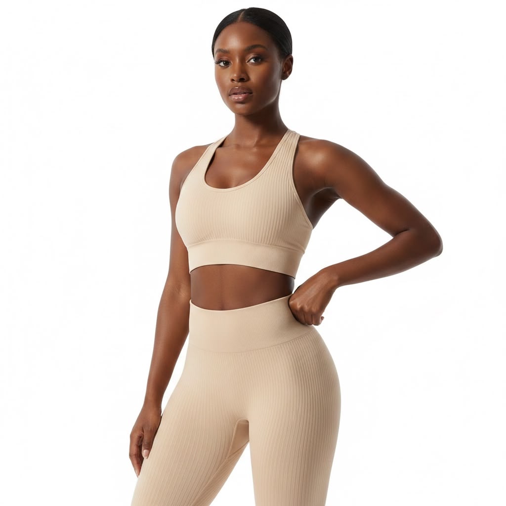 6-Piece Seamless Ribbed Activewear Set | Zip-Up Jacket, Sports Bra, Leggings & Shorts Bundle