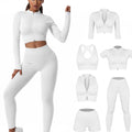 6-Piece Seamless Ribbed Activewear Set | Zip-Up Jacket, Sports Bra, Leggings & Shorts Bundle