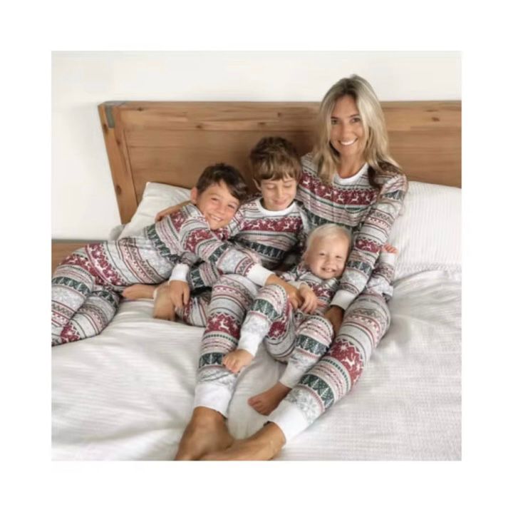 Family Matching Christmas Pajama Set – Soft Long Sleeve Holiday Sleepwear for Adults, Kids & Baby, Nordic Reindeer Print 2-Piece Loungewear