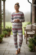 Family Matching Christmas Pajama Set – Soft Long Sleeve Holiday Sleepwear for Adults, Kids & Baby, Nordic Reindeer Print 2-Piece Loungewear