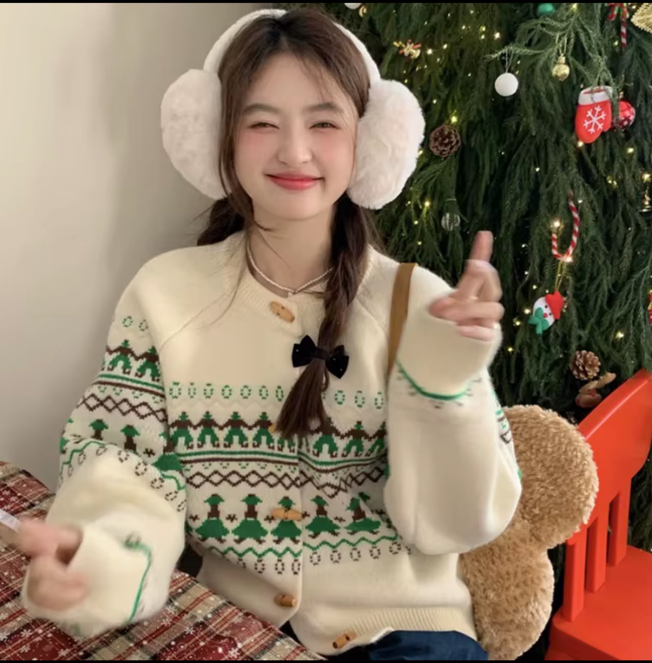Women's Christmas Knit Cardigan – Festive Button-Up Holiday Sweater