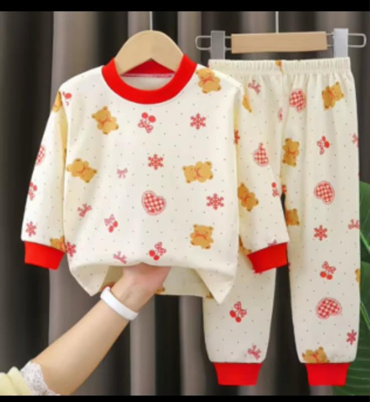 Kids Patterned Pajama Set – Soft Cotton Sleepwear with Fun Holiday & Seasonal Prints