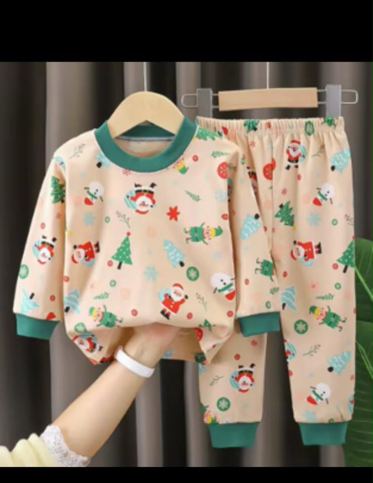 Kids Patterned Pajama Set – Soft Cotton Sleepwear with Fun Holiday & Seasonal Prints