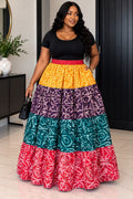 Women’s Adire Caribbean Tiered Maxi Skirt – Colorful African Print Skirt