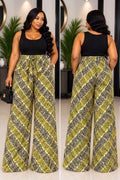 Women’s African Print Wide-Leg Pants – High-Waisted Casual Palazzo Trousers