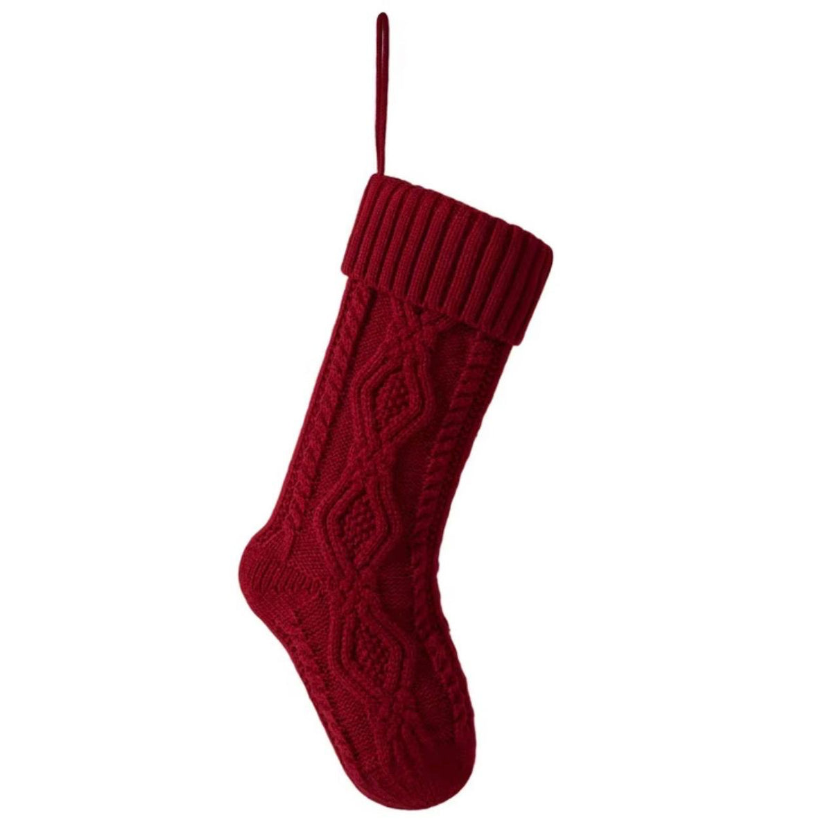 Knitted Christmas Stockings – Set of 2, Cable Knit Hanging Gift Bags