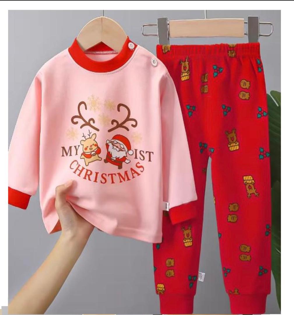 Kids Patterned Pajama Set – Soft Cotton Sleepwear with Fun Holiday & Seasonal Prints