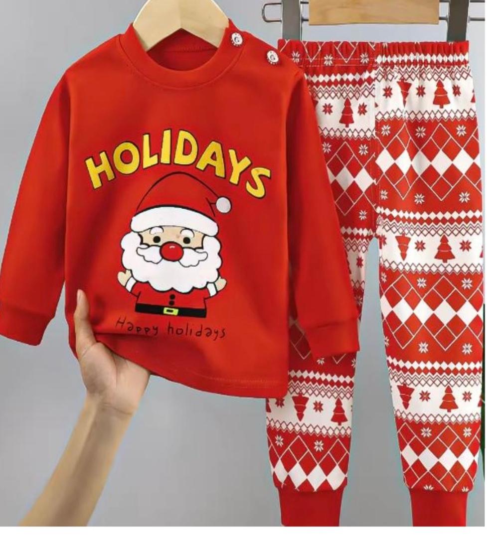 Kids Patterned Pajama Set – Soft Cotton Sleepwear with Fun Holiday & Seasonal Prints