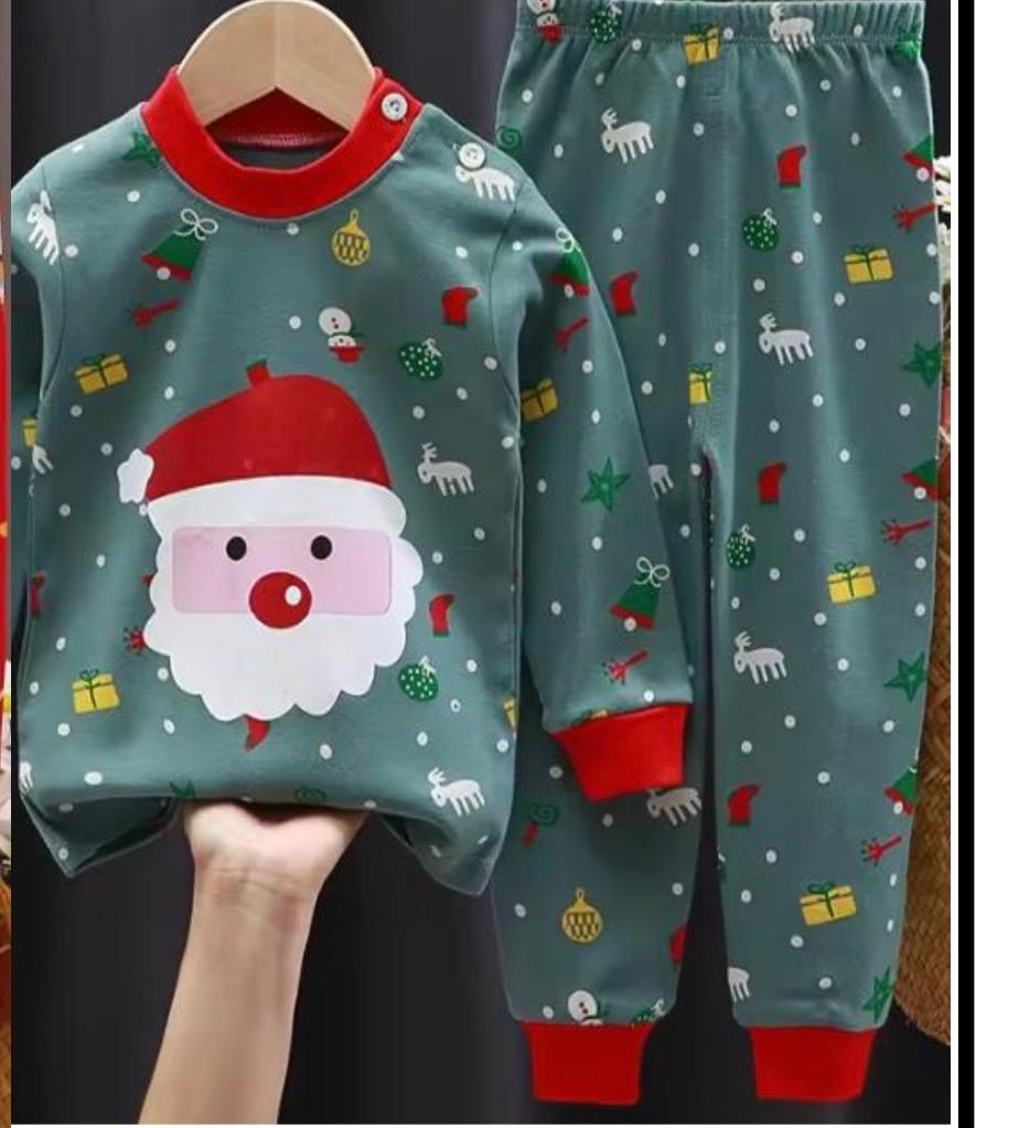 Kids Patterned Pajama Set – Soft Cotton Sleepwear with Fun Holiday & Seasonal Prints