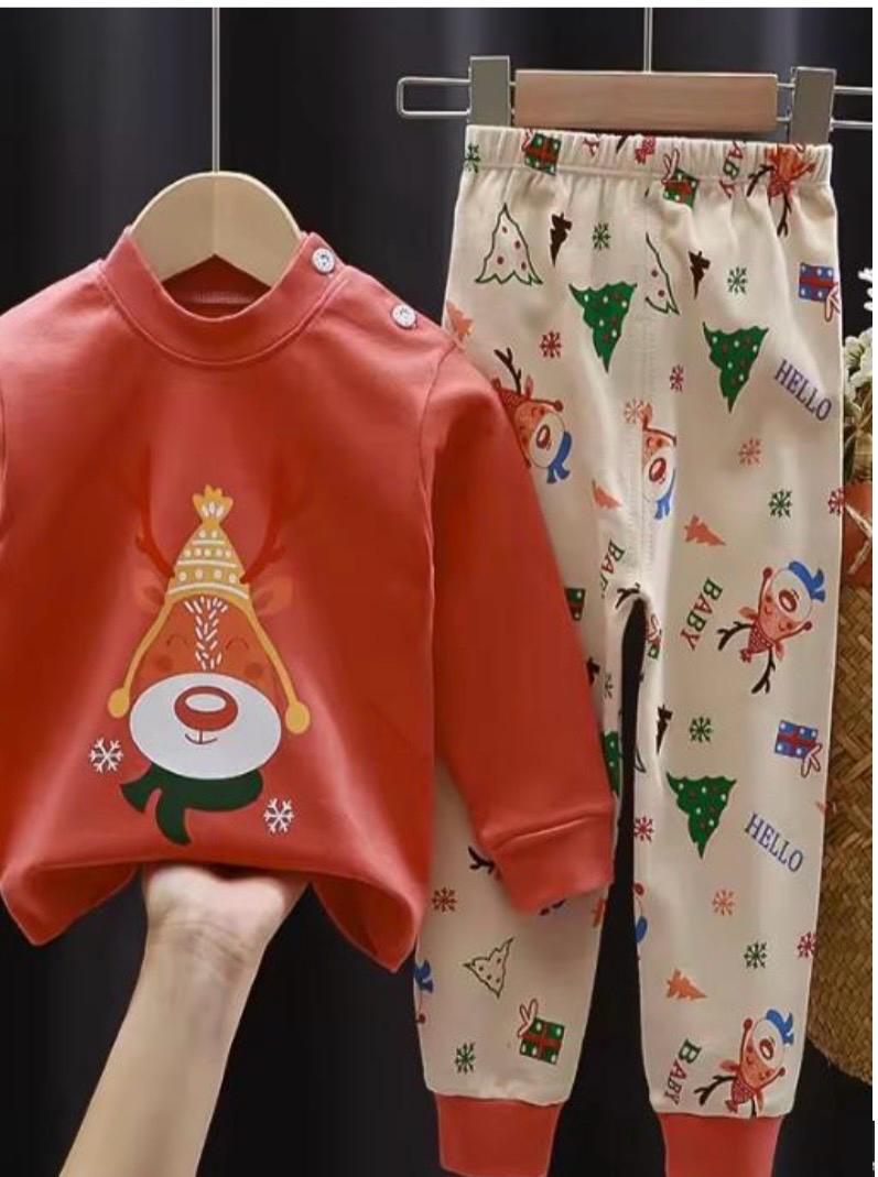 Kids Patterned Pajama Set – Soft Cotton Sleepwear with Fun Holiday & Seasonal Prints
