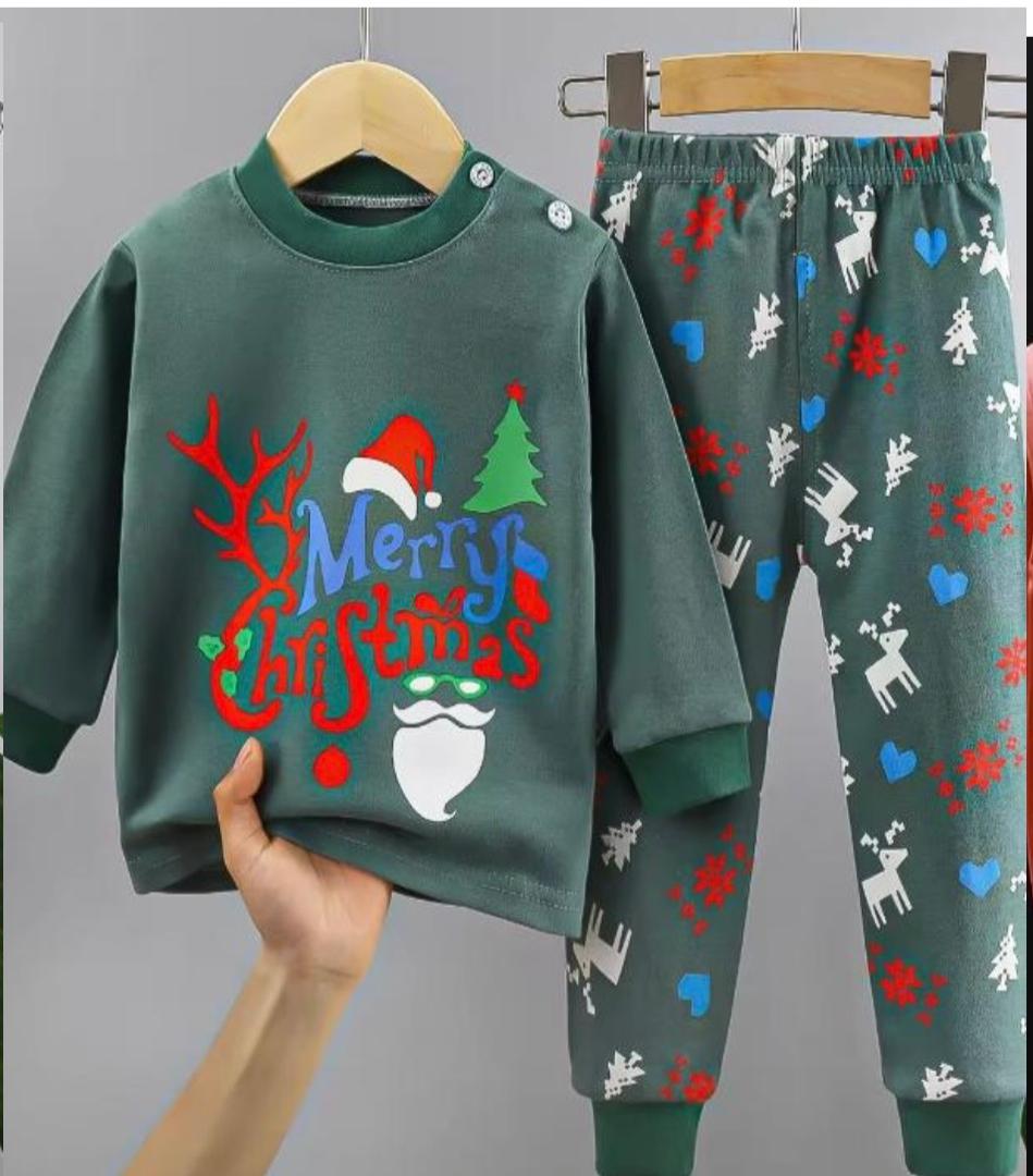 Kids Patterned Pajama Set – Soft Cotton Sleepwear with Fun Holiday & Seasonal Prints