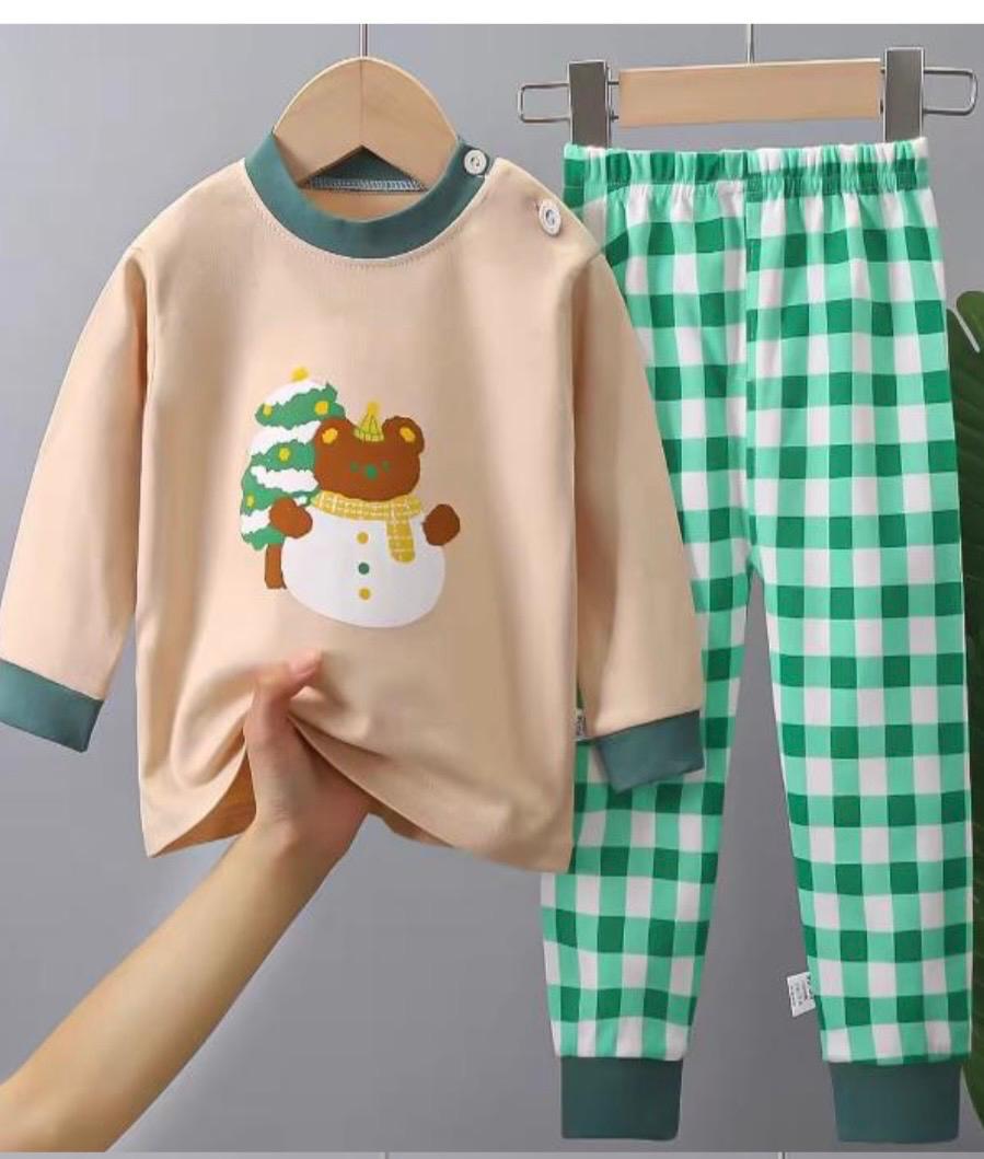 Kids Patterned Pajama Set – Soft Cotton Sleepwear with Fun Holiday & Seasonal Prints