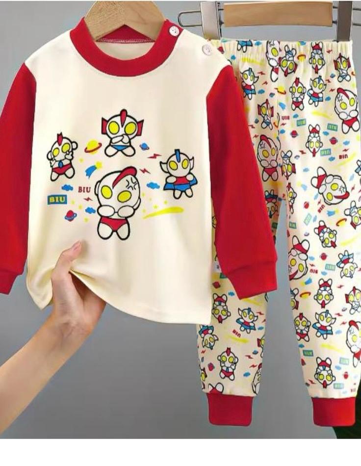 Kids Patterned Pajama Set – Soft Cotton Sleepwear with Fun Holiday & Seasonal Prints